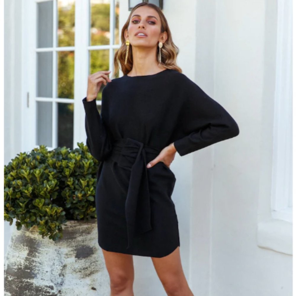 Hello Molly OVER THIS SHOW KNIT DRESS BLACK - S